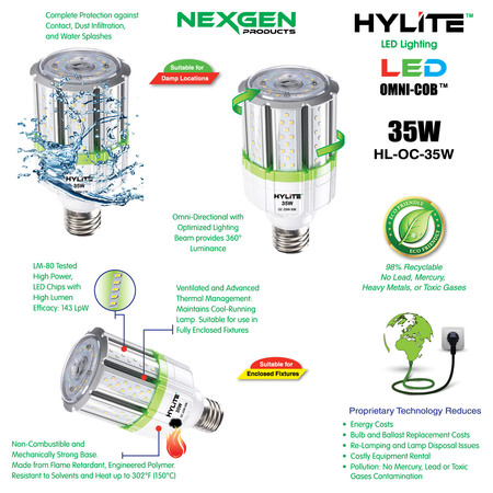 Hylite 35 W LED 175-W EQ Mogul Base E-26 360 Degree HL-OC-35W-EX39-50K